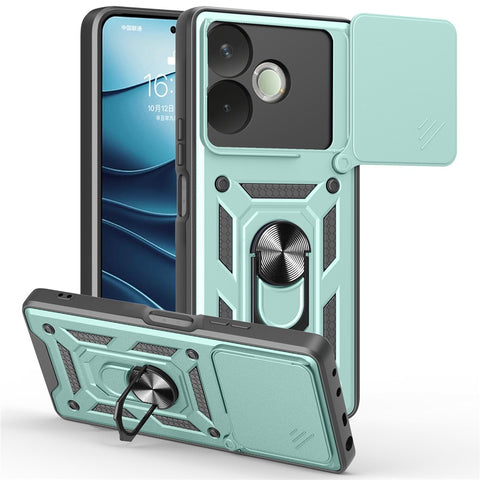PC + TPU Case For Oppo A5 Pro 4G (Global) / 5G (Global) / A5 Energy 5G (China) Kickstand Phone Cover with Slide Camera Lid