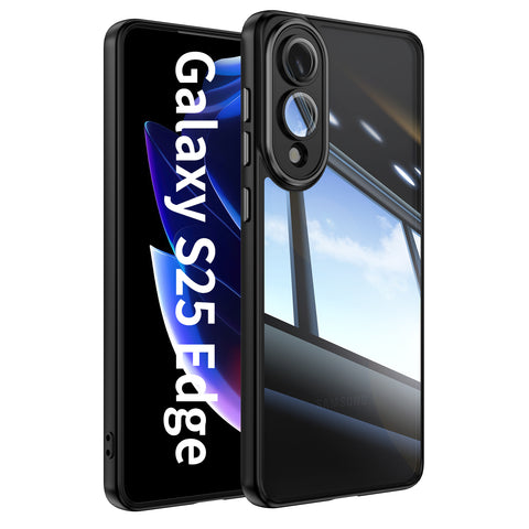 WANLONFENG For Samsung Galaxy S25 Edge TPU Case  Shockproof Clear Phone Cover with Tempered Glass Film