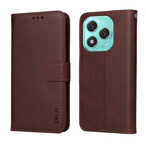 ENKAY HAT PRINCE For Honor 400 Lite 5G PU Leather Wallet Case   Phone Stand Cover with Tempered Glass