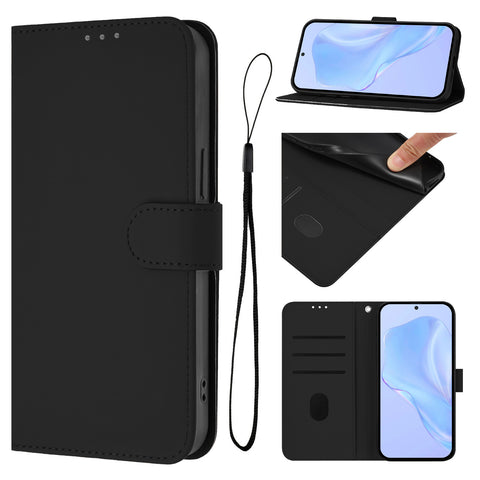 For Oppo K13 5G Case Solid Color Wallet Leather Phone Cover with Strap