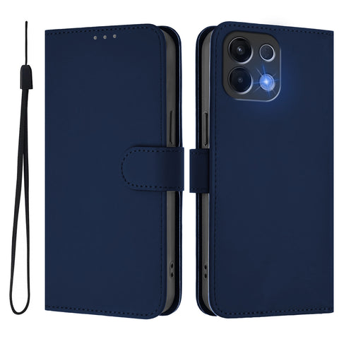 For Oppo K13 5G Case Solid Color Wallet Leather Phone Cover with Strap