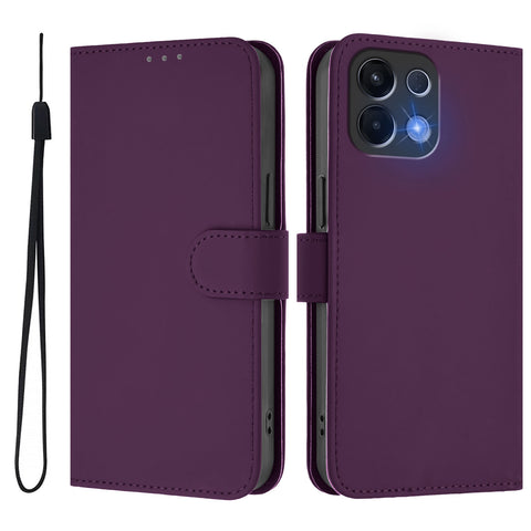 For Oppo K13 5G Case Solid Color Wallet Leather Phone Cover with Strap