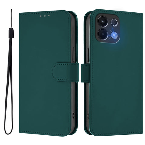For Oppo K13 5G Case Solid Color Wallet Leather Phone Cover with Strap