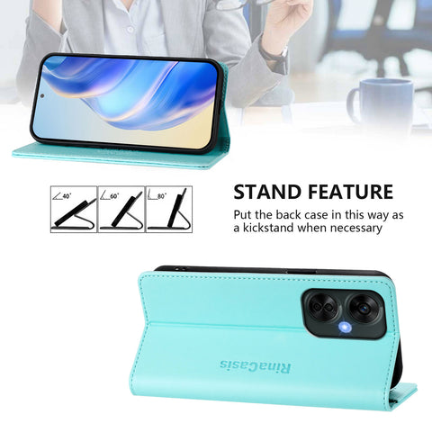 For OnePlus Nord N30 SE 5G / OnePlus Nord CE 3 Lite 5G Leather Case RINACASIS RC01 Phone Cover with RFID Blocking Wallet Stand
