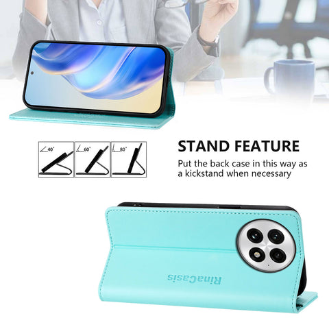 For OnePlus 13 Leather Case RINACASIS RC01 Phone Cover with RFID Blocking Wallet Stand