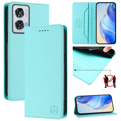 For Motorola Edge 50 Fusion 5G Leather Case RINACASIS RC01 Phone Cover with RFID Blocking Wallet Stand
