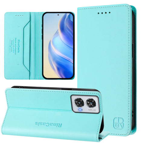 For Motorola Edge 50 Fusion 5G Leather Case RINACASIS RC01 Phone Cover with RFID Blocking Wallet Stand