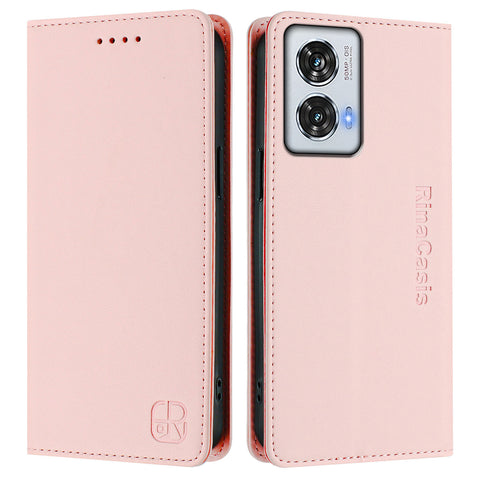 For Motorola Edge 50 Fusion 5G Leather Case RINACASIS RC01 Phone Cover with RFID Blocking Wallet Stand