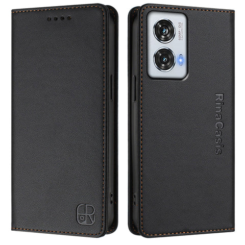 For Motorola Edge 50 Fusion 5G Leather Case RINACASIS RC01 Phone Cover with RFID Blocking Wallet Stand