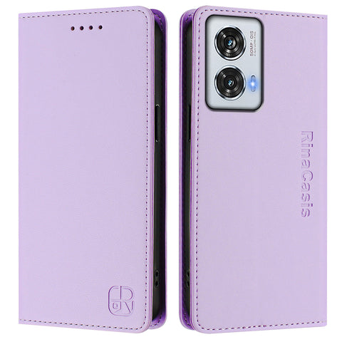 For Motorola Edge 50 Fusion 5G Leather Case RINACASIS RC01 Phone Cover with RFID Blocking Wallet Stand