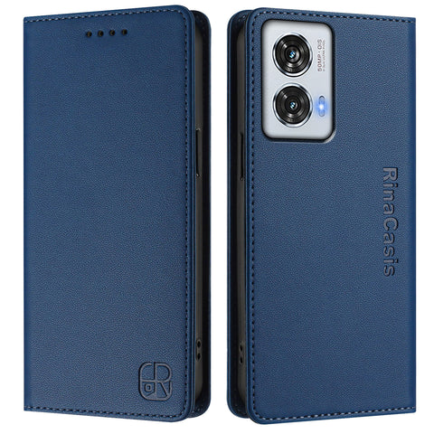 For Motorola Edge 50 Fusion 5G Leather Case RINACASIS RC01 Phone Cover with RFID Blocking Wallet Stand