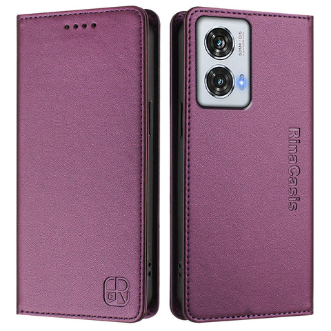 For Motorola Edge 50 Fusion 5G Leather Case RINACASIS RC01 Phone Cover with RFID Blocking Wallet Stand