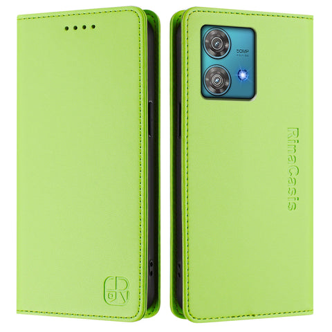 For Motorola Edge 40 Neo 5G Leather Case RINACASIS RC01 Phone Cover with RFID Blocking Wallet Stand