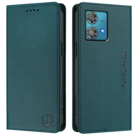 For Motorola Edge 40 Neo 5G Leather Case RINACASIS RC01 Phone Cover with RFID Blocking Wallet Stand