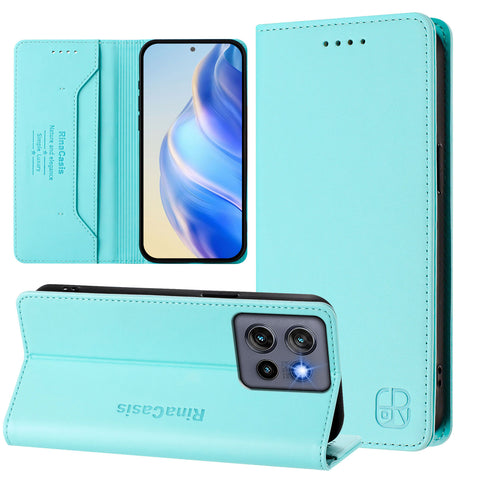 For Motorola Edge 60 Neo 5G / Edge 50 Neo 5G / Moto S50 5G / ThinkPhone 25 5G Leather Case RINACASIS RC01 Phone Cover with RFID Blocking Wallet Stand