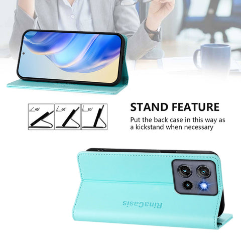 For Motorola Edge 60 Neo 5G / Edge 50 Neo 5G / Moto S50 5G / ThinkPhone 25 5G Leather Case RINACASIS RC01 Phone Cover with RFID Blocking Wallet Stand