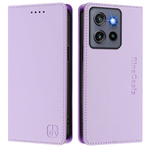 For Motorola Edge 60 Neo 5G / Edge 50 Neo 5G / Moto S50 5G / ThinkPhone 25 5G Leather Case RINACASIS RC01 Phone Cover with RFID Blocking Wallet Stand
