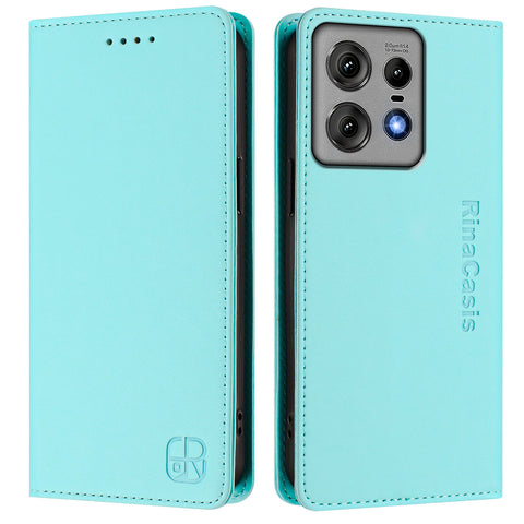 For Motorola Edge 50 Pro 5G Leather Case RINACASIS RC01 Phone Cover with RFID Blocking Wallet Stand