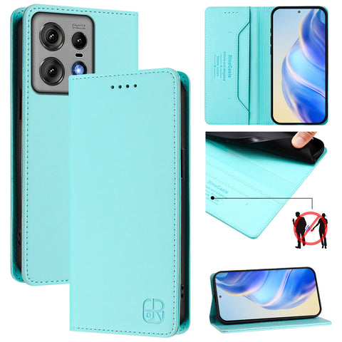 For Motorola Edge 50 Pro 5G Leather Case RINACASIS RC01 Phone Cover with RFID Blocking Wallet Stand