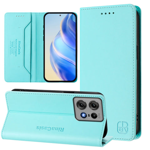 For Motorola Edge 50 Pro 5G Leather Case RINACASIS RC01 Phone Cover with RFID Blocking Wallet Stand
