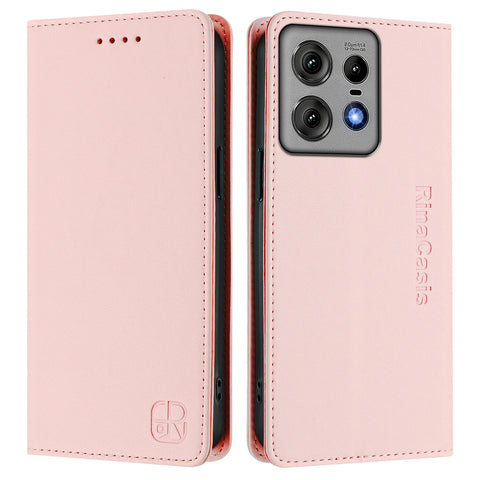 For Motorola Edge 50 Pro 5G Leather Case RINACASIS RC01 Phone Cover with RFID Blocking Wallet Stand