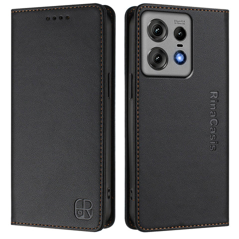 For Motorola Edge 50 Pro 5G Leather Case RINACASIS RC01 Phone Cover with RFID Blocking Wallet Stand