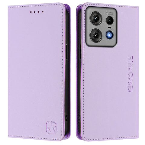 For Motorola Edge 50 Pro 5G Leather Case RINACASIS RC01 Phone Cover with RFID Blocking Wallet Stand