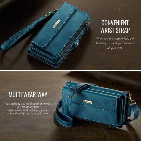 For Samsung Galaxy S21 Ultra 5G Case CASEME C39 RFID Blocking Zipper Wallet Stand Leather Cover with Strap