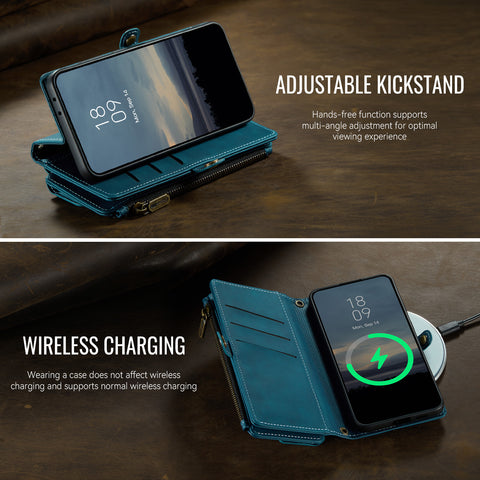 For Samsung Galaxy S21 Ultra 5G Case CASEME C39 RFID Blocking Zipper Wallet Stand Leather Cover with Strap