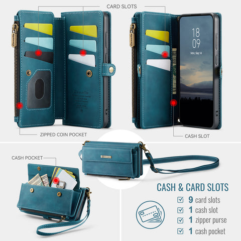 CASEME For Samsung Galaxy S20 Ultra Case  C39 RFID Blocking Zipper Wallet Stand Leather Cover with Strap