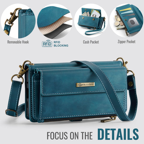 CASEME For Samsung Galaxy S20 Ultra Case  C39 RFID Blocking Zipper Wallet Stand Leather Cover with Strap