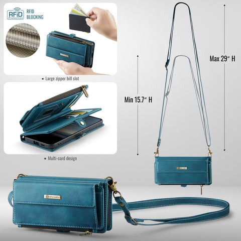 CASEME For Samsung Galaxy S20 FE Case  C39 RFID Blocking Zipper Wallet Stand Leather Cover with Strap