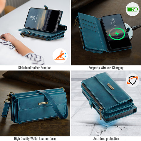 CASEME For Samsung Galaxy S20 FE Case  C39 RFID Blocking Zipper Wallet Stand Leather Cover with Strap