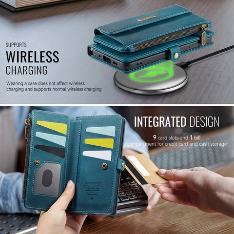 CASEME For Samsung Galaxy S20 FE Case  C39 RFID Blocking Zipper Wallet Stand Leather Cover with Strap