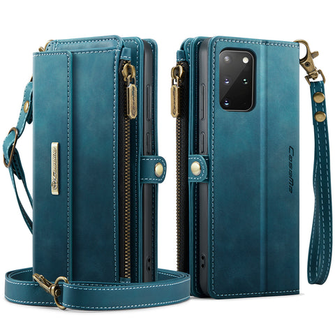 CASEME For Samsung Galaxy S20 Plus 4G / Galaxy S20 Plus 5G Case  C39 RFID Blocking Zipper Wallet Stand Leather Cover with Strap