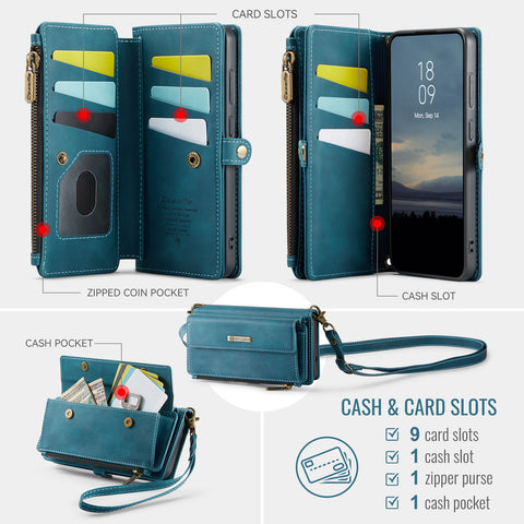 CASEME For Samsung Galaxy S20 Plus 4G / Galaxy S20 Plus 5G Case  C39 RFID Blocking Zipper Wallet Stand Leather Cover with Strap