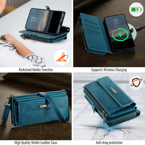 CASEME For Samsung Galaxy S20 Plus 4G / Galaxy S20 Plus 5G Case  C39 RFID Blocking Zipper Wallet Stand Leather Cover with Strap