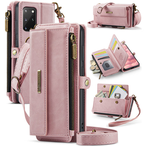 CASEME For Samsung Galaxy S20 Plus 4G / Galaxy S20 Plus 5G Case  C39 RFID Blocking Zipper Wallet Stand Leather Cover with Strap