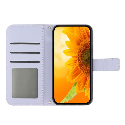 For Infinix Note 50 Pro+ 5G Case Sunflower Imprint Leather Wallet Phone Cover with Wrist Strap