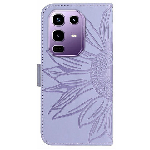 For Infinix Note 50 Pro+ 5G Case Sunflower Imprint Leather Wallet Phone Cover with Wrist Strap