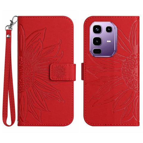 For Infinix Note 50 Pro+ 5G Case Sunflower Imprint Leather Wallet Phone Cover with Wrist Strap