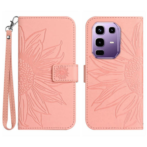 For Infinix Note 50 Pro+ 5G Case Sunflower Imprint Leather Wallet Phone Cover with Wrist Strap