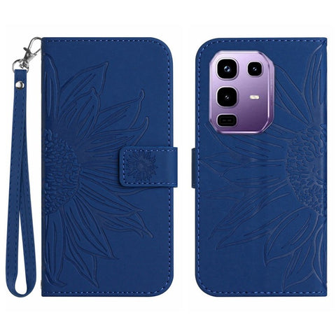 For Infinix Note 50 Pro+ 5G Case Sunflower Imprint Leather Wallet Phone Cover with Wrist Strap