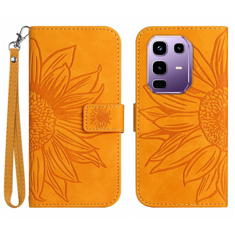 For Infinix Note 50 Pro+ 5G Case Sunflower Imprint Leather Wallet Phone Cover with Wrist Strap