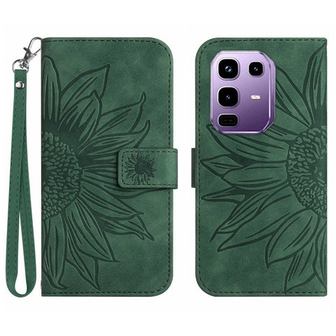 For Infinix Note 50 Pro+ 5G Case Sunflower Imprint Leather Wallet Phone Cover with Wrist Strap