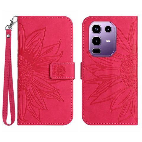 For Infinix Note 50 Pro+ 5G Case Sunflower Imprint Leather Wallet Phone Cover with Wrist Strap