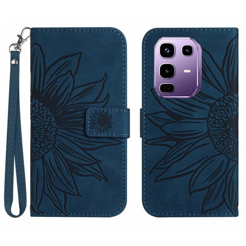 For Infinix Note 50 Pro+ 5G Case Sunflower Imprint Leather Wallet Phone Cover with Wrist Strap