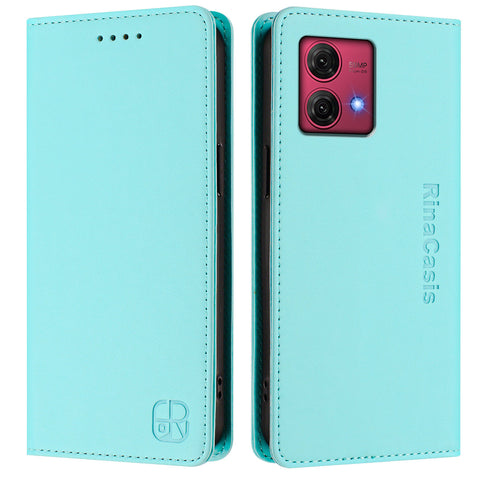 For Motorola Moto G84 5G Leather Case RINACASIS RC01 Phone Cover with RFID Blocking Wallet Stand