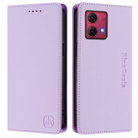For Motorola Moto G84 5G Leather Case RINACASIS RC01 Phone Cover with RFID Blocking Wallet Stand