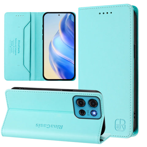 For Motorola Moto G75 5G Leather Case RINACASIS RC01 Phone Cover with RFID Blocking Wallet Stand